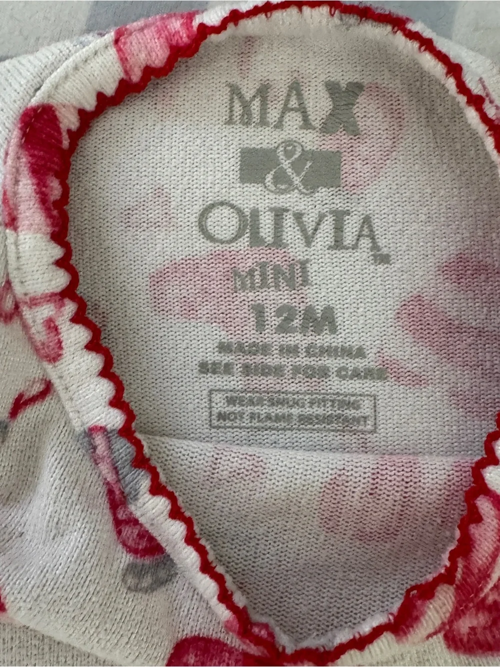 Girls White and Pink Holiday Heart Pajama Set